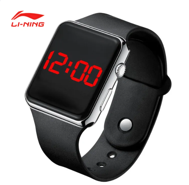 Li-Ning นาฬิกาดิจิตอลกีฬาสปอร์ตแบบกันน้ำและมีแสงสว่างในเวลากลางคืนที่เรียบง่ายและทันสมัย