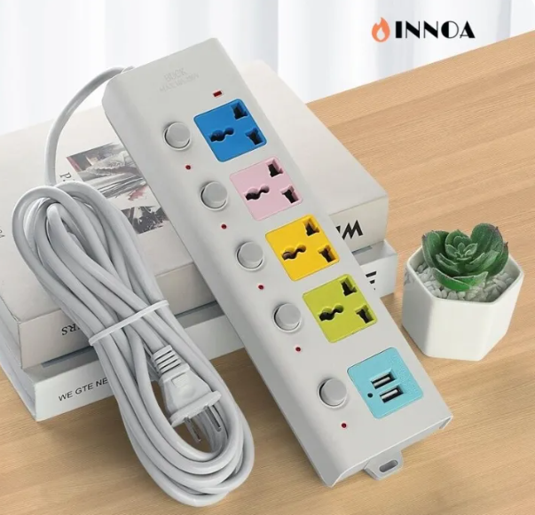 พร้อมส่งปลั๊กไฟสามตา พร้อมช่อง USB ปลั๊กไฟ 4ช่อง ปลั๊กพ่วง ปลั๊กไฟUSB รางปลั๊กไฟ กันไฟสองชั้นปลั๊กไฟ 3ม./5ม./8ม PW739